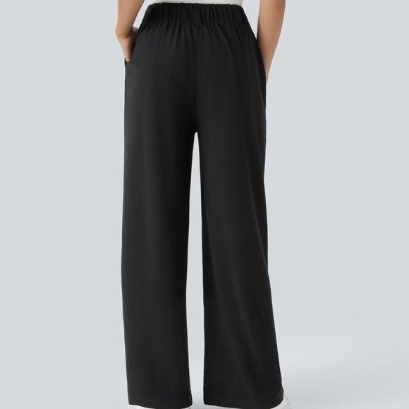 Halara Wide Leg Waffle Work Pants in Black - Picture 2 of 5